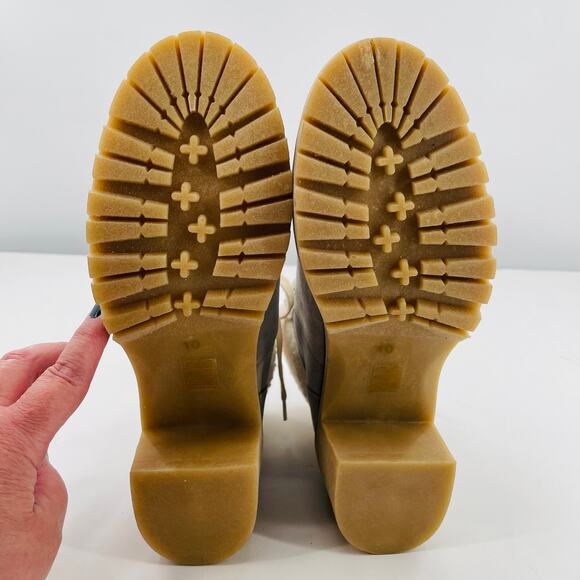 Oasis Society Gray Faux Suede Lace Up Chunky Heel Combat Military Boots 10 - Picture 10 of 14